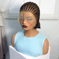 Short Ombre Cornrow Braided Bob Wig Synthetic Full Lace Braided Lace Wig with Baby Hair Knotless Handmade Braids Wigs for Women