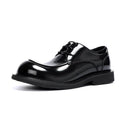 Men's Genuine Leather Glossy Loafers Wide Feet Big Size Summer British Style Round Toe Big Head Formal Casual Dress Shoes