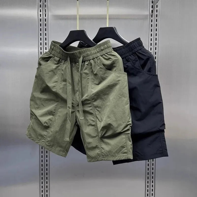 Men Elastic Drawstring Cargo Shorts Multi Pocket Loose | SAMAG