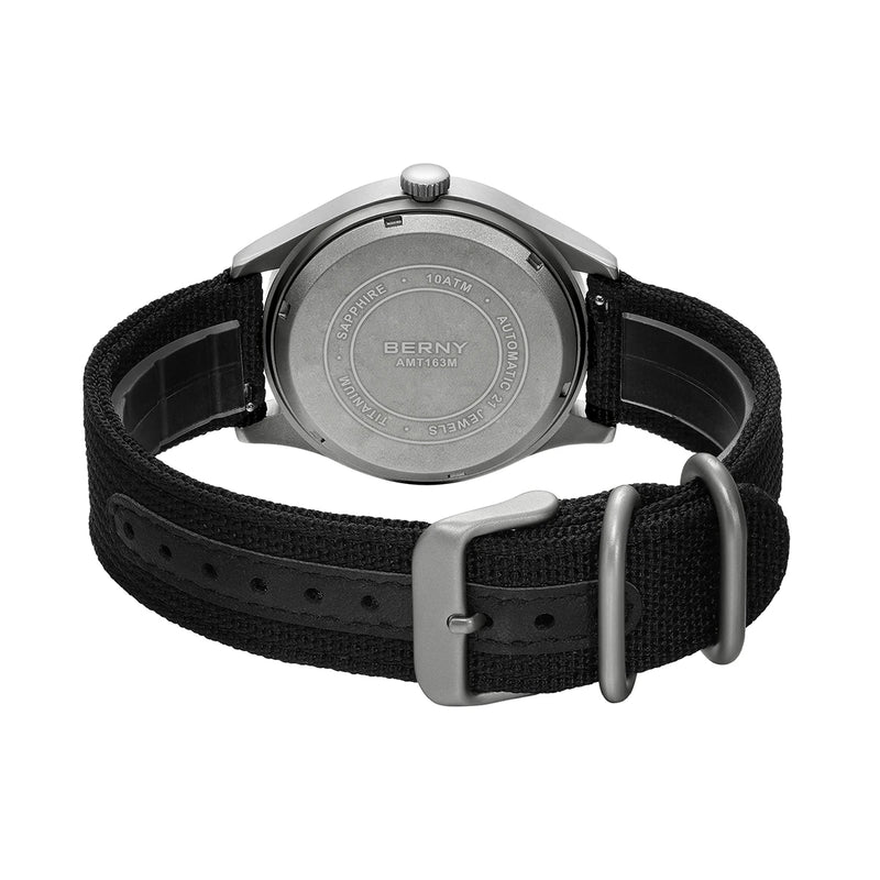 BERNY Titanium Automatic Men's Field Watches Date Sapphire Super Luminous Sports Easy Read Outdoor 10ATM Mechanical Watch