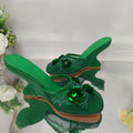 European and American Fashion Hollow Flower Baotou Banquet Half Slippers for Women's Outdoor Versatile Slope Heel Fashion Shoes