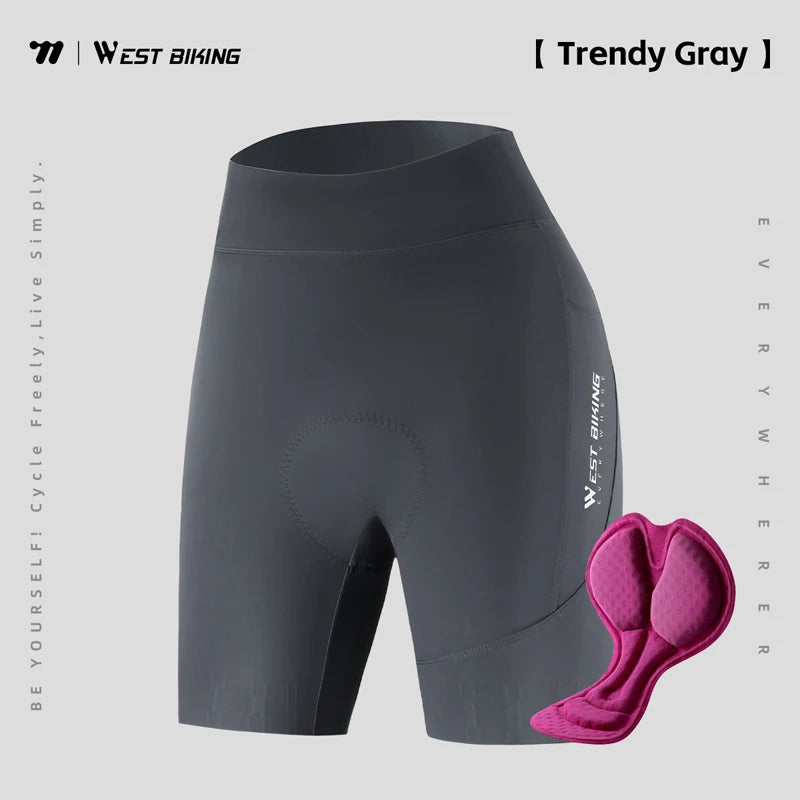 WEST BIKING Women Cycling Bib Shorts Summer High-waisted MTB Road Bike Shorts Breathable Quick Dry Yoga Fitness Bicycle Tights