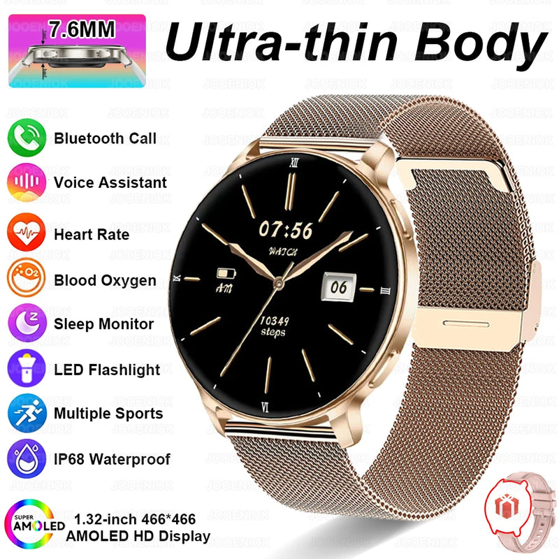 2026 New 1.32" AMOLED Smartwatch Man 466*466 Resolution Bluetooth Call LED Flashlight Fitness Tracker Smart Watch For Men Women