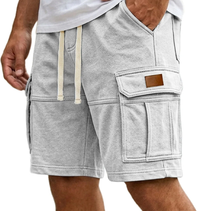 Men Solid Drawstring Multi Pocket Cargo Shorts Soft | SAMAG