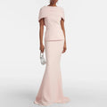 Pink Arabian Evening Dress Customized Off The Shoulder | SAMAG