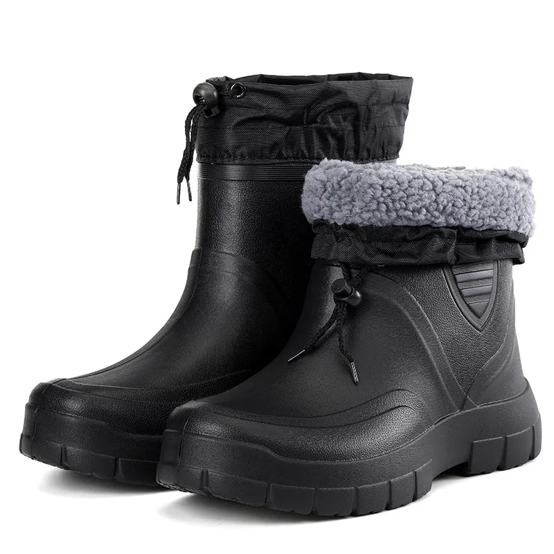 High Quality Men Rain Boots Mid-calf Waterproof Work Boot Spring Fall Fishing Boots Men Keep Warm Winter Rain Shoes Botas Hombre
