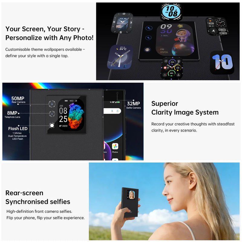 Unihertz Titan 2 Smartphone Android 15 with Physical Keyboard 5G 512GB 12GB Dual Screen 50MP Camera Dual SIM 5050mAh Battery