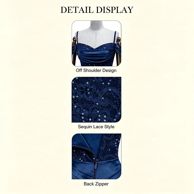 Royal Blue Star Sequin Mermaid Evening Dress Off Shoulder | SAMAG