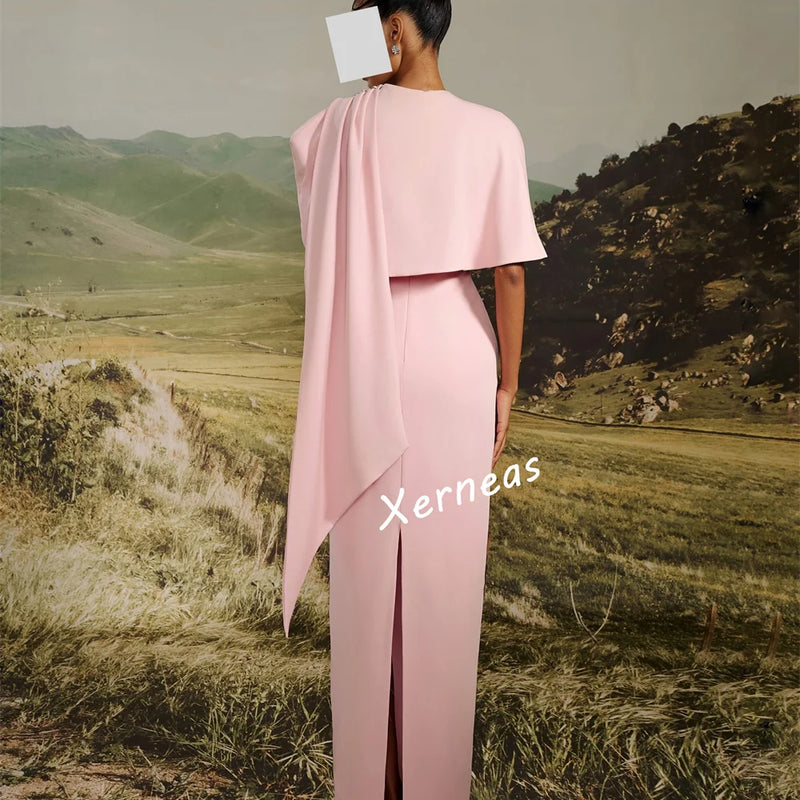 Customized Jersey Rhinestone Straight Long Dresses | SAMAG