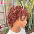350# Bantu Braided Wigs Synthetic Full Lace Short Cornrow Braided Wigs Handmade Twist Wig with Baby Hair for Black Women