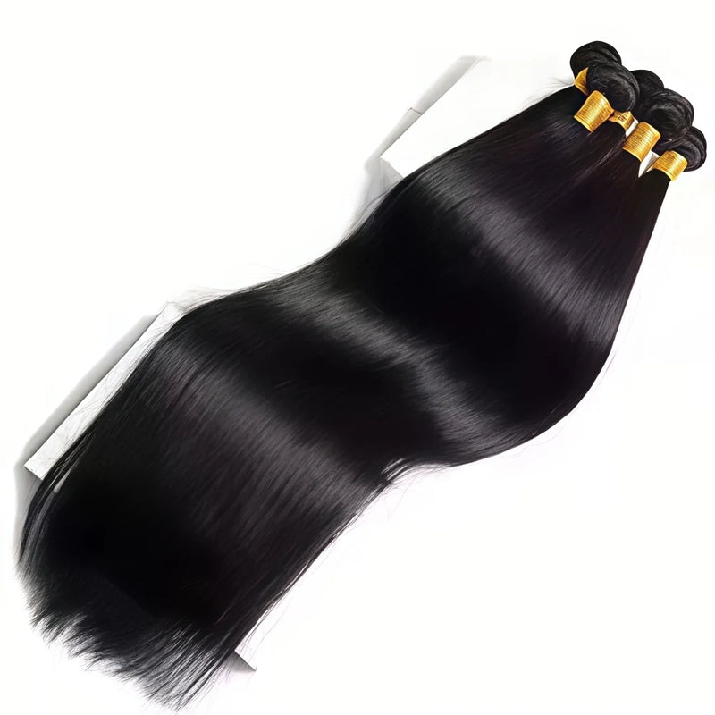Natural Color Brazilian Straight Virgin Human Hair Bundles 32 Inch Unprocessed Silky Smooth Straight Hair Weave 4 Bundles Human Hair Extensions
