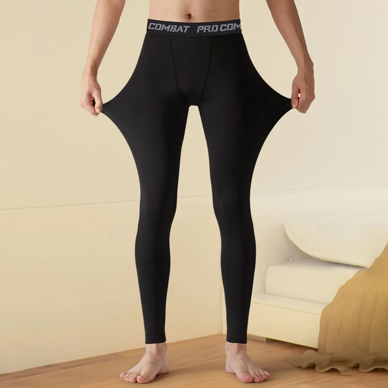 Men's Winter Thermal Underwear Fleece Compression Pants Stay Warm and Comfortable During Sports and Running Activities