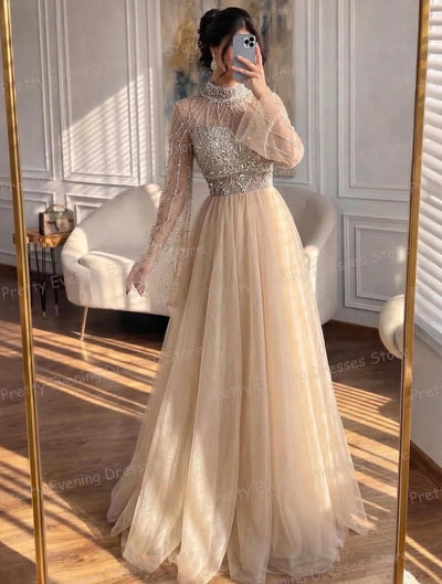 Charming Evening Dresses Woman's A Line Shiny Sequined | SAMAG