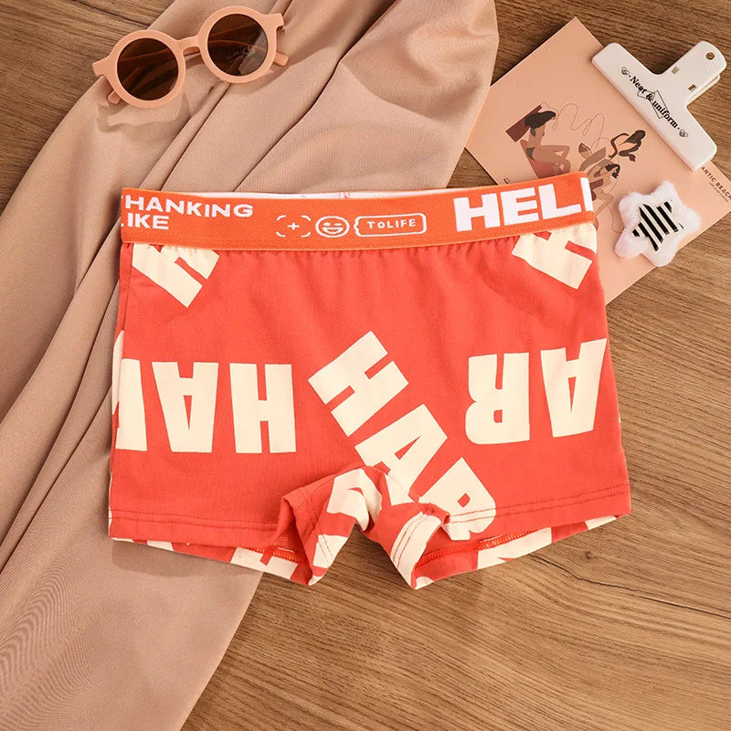 1-3pcs Women Cotton Panties Sports Boxer Underpants Ladies Breathable Letter Pants Mid-waist Beathable Cozy Boyshort Underwear