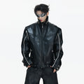 LUZHEN 2026 Stylish Stripe Original Patchwork Design Stand Neck Leather Jacket Men's Trendy High Quality Motorcycles Coat JY6331