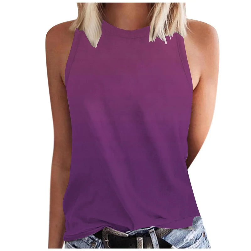 New Gradient Color 3D Print Tank Tops Women O-Neck Casual Vest Off Shoulder Y2k Sleeveless Top Harajuku Camisole Woman Clothing