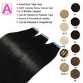 Tape In 100% Real Remy Human Hair Brazilian Human Hair Straight Extensions Skin Weft Adhesive Glue On Salon Quality for Woman
