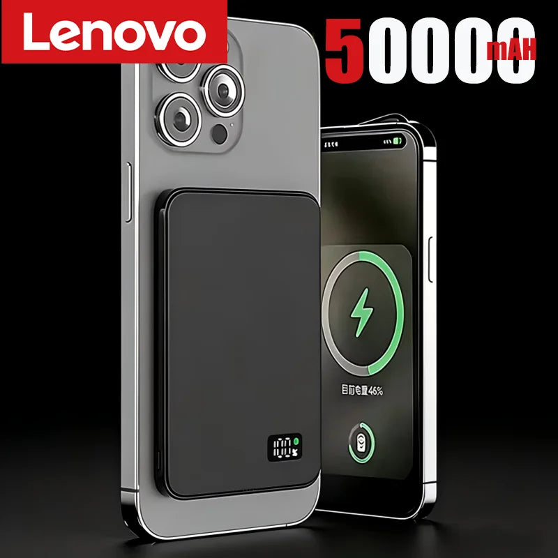 Lenovo 500000mAh Thin Magnetic Wireless Power Bank PD22.5W Fast Charging Portable External Battery for Magsafe For iPhone Huawei