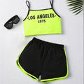 Girls Outfit, Neon Letter Print Spaghetti Cami | SAMAG