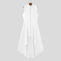 INCERUN Men Vests Solid Color Stand Collar Sleeveless Male Long Style Waistcoats Streetwear 2025 Fashion Casual Male Dress Vests