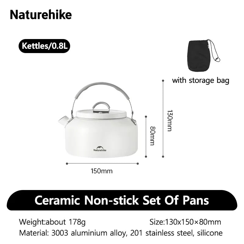 Naturehike Camping Cookware Non-Stick Set Of Pots Outdoor Portable Tableware Kettle Frying Pan Cookset Kitchen Utensils