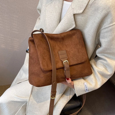Vintage Brown Suede Soft PU Leather Women Shoulder Bags | SAMAG