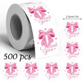500 Stickers Per Roll Featuring Pink Bow Thank You | SAMAG