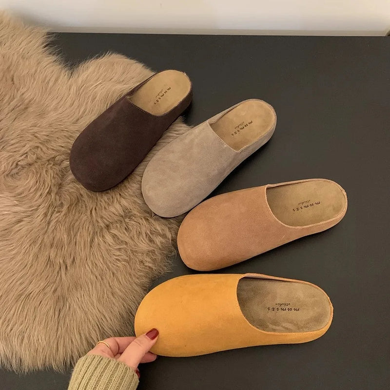 Evshine Women's Suede Clogs Slippers Comfort Sole Sole Flat Mules Fashion Baotou Ladies Potato Shoes Slip On House Clogs Shoes