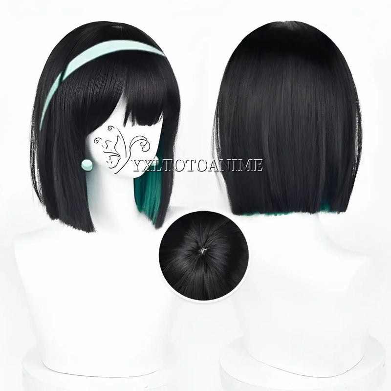 Anime Alien Stage Mizi Sua Cosplay Costume Wig Dark Blue Dress Pink Blue Long Hair Gloves Stockings Belt Set Uniform for Christm