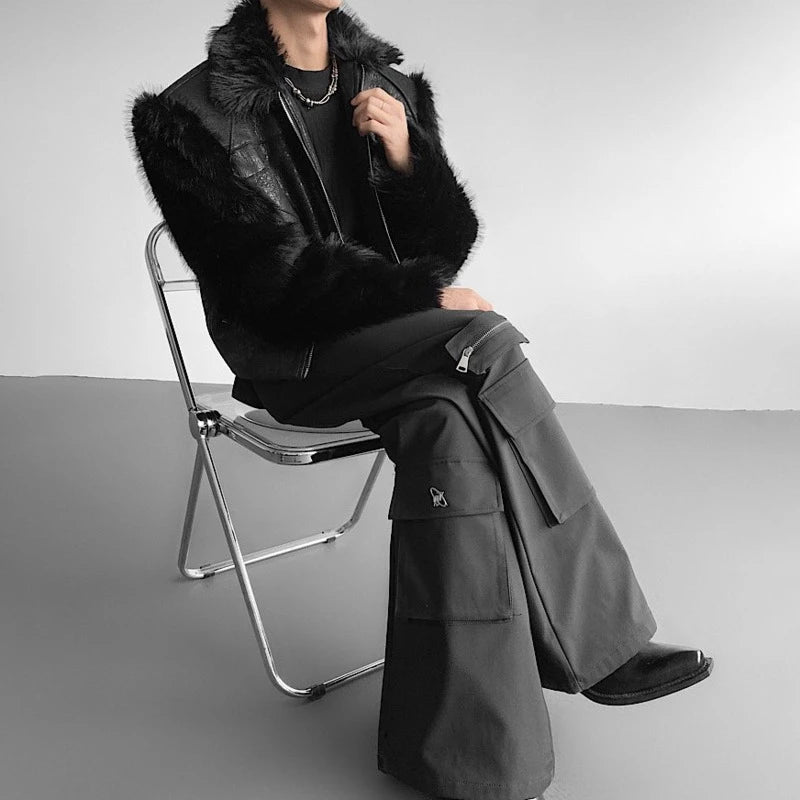 LUZHEN 2025 Winter New Original Faux Fur Patchwork Design Leather Jacket Men's Fashion Elegant Handsome Male Coat Clothes JY5114