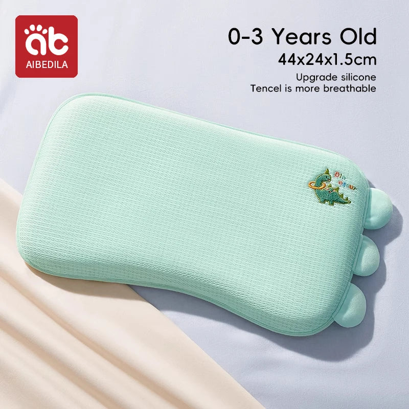AIBEDILA Infants Washable Pillow Toddlers Soothing Bean Sleeping Pillows 0-6Y Kindergarten Cartoon Memory Silicone Cotton Pillow