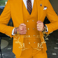 Beige Business Suits For Men Tuxedos Gold Buttons Groom Groomsman Prom Wedding Party Formal 3 Pieces Sets - View 13 | SAMAG