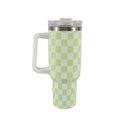 40Oz Stainless Steel Mug Coffee Cup Thermal Travel Car Auto Mugs Thermos Tumbler with Handle Chessboard  Chequer Fashion 1200ml
