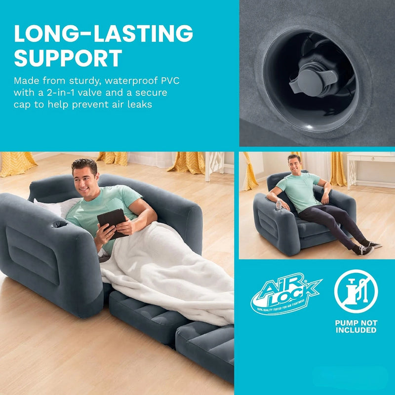 Inflatable Pull Out Sofa Chair and Twin Air Bed Mattress | SAMAG