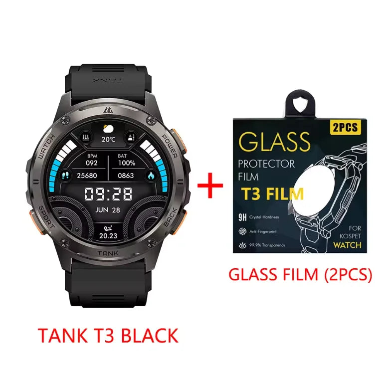 [Hot Selling] KOSPET TANK T3 Smart Watch For Men with Call and Text Digital Fitness Watches AMOLED AI Voice AOD BluetoothTracker