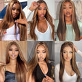 32 Inch Honey Blonde Straight Bundles P4/27 Highlight Straight Human Hair Bundles Brown Colored Brazilian Hair Weave Bundles