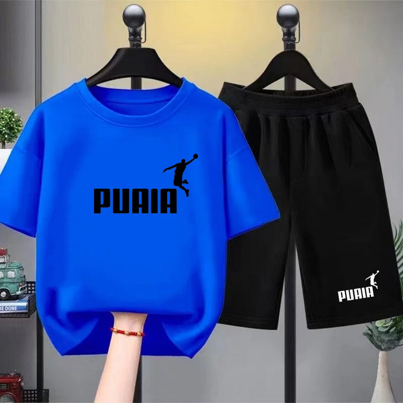 Children T-shirt+Shorts Basketball Letter Print Summer | SAMAG
