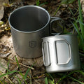 Ultralight Titanium Coating Cup Water Cup Mug Foldable Handle Outdoor Portable Camping Picnic Beaker Coffee Cup Kitchen