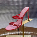 2025 Summer Shining Rhinestone Thin High Heel Slippers Women's Fashion Versatile Roman Sandals Banquet Dress Shoes Lazy Shoes