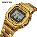 SANDA 2162 Men's Electronic Watch Square Waterproof Multi Functional Wrist Watch Square Fashion Night Light Steel Digit Watches