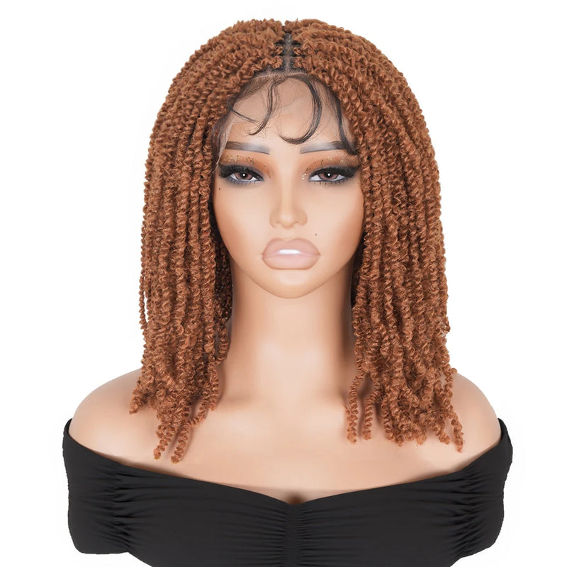 99J Burgundy Knotless Box Braided Wig Synthetic Full Lace Front Braids Wig With Baby Hair Short Bob Braided Wigs for Black Women
