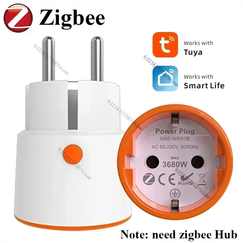Tuya Smart Zigbee 3.0 Power Plug 16A EU Outlet 3680W Meter Remote Control Work With Zigbee2mqttt And Home Assistant Tuya Hub