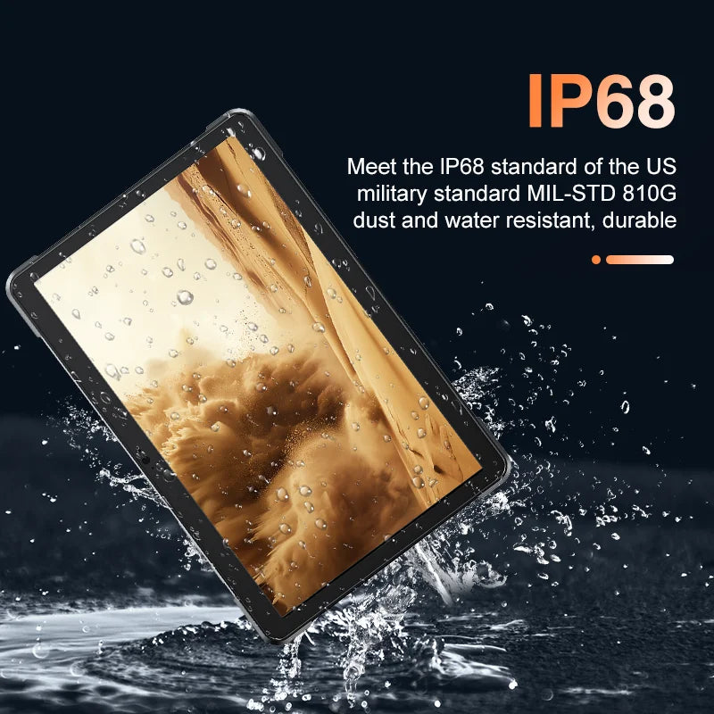 Android 14 Outdoor Waterproof 4G LTE Rugged Tablet Industrial IP68 Waterproof 8G+128G GPS WIFI BT5.0 Tablet for Outdoor Work