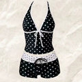 Retro Polka Dot Bikini Set Halter Neck Tie Tankini | SAMAG