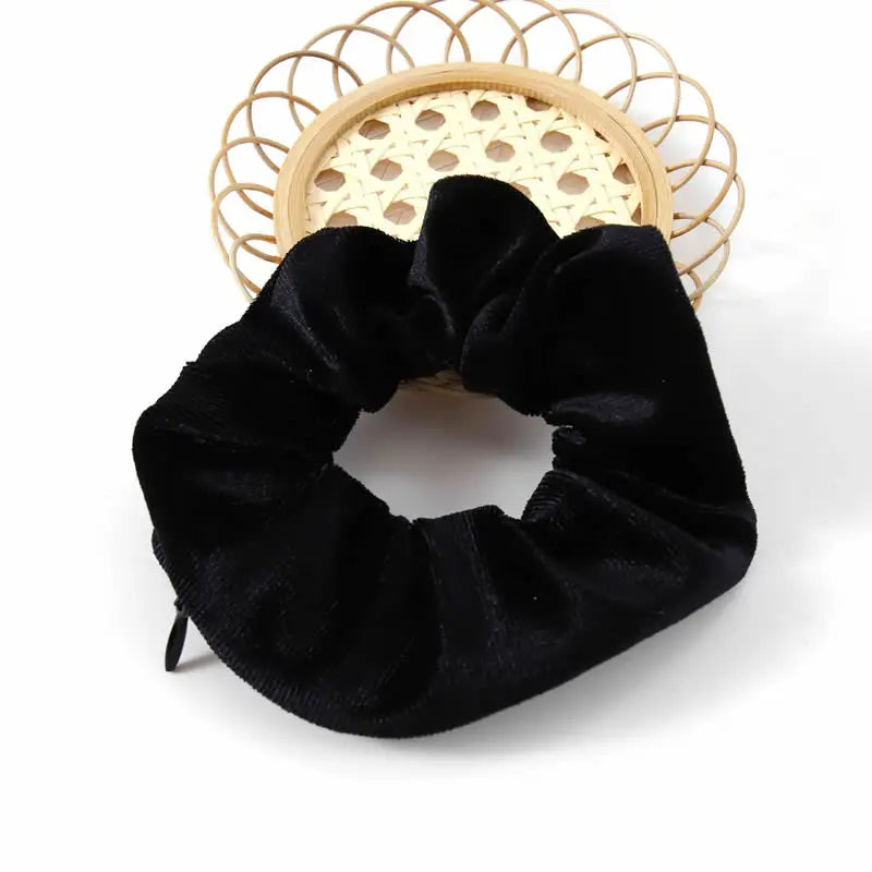 Portable Hidden Safe Sight Secret Hair Tie Storage Case Scrunchie With Zipper Hide Key Cash Jewelry For - View 12 | SAMAG