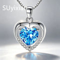 925 Sterling Silver Stylish Fine Heart Zircon Pendant Necklace, Birthday Party Anniversary Gift, Ladies - Visuel 6 | SAMAG