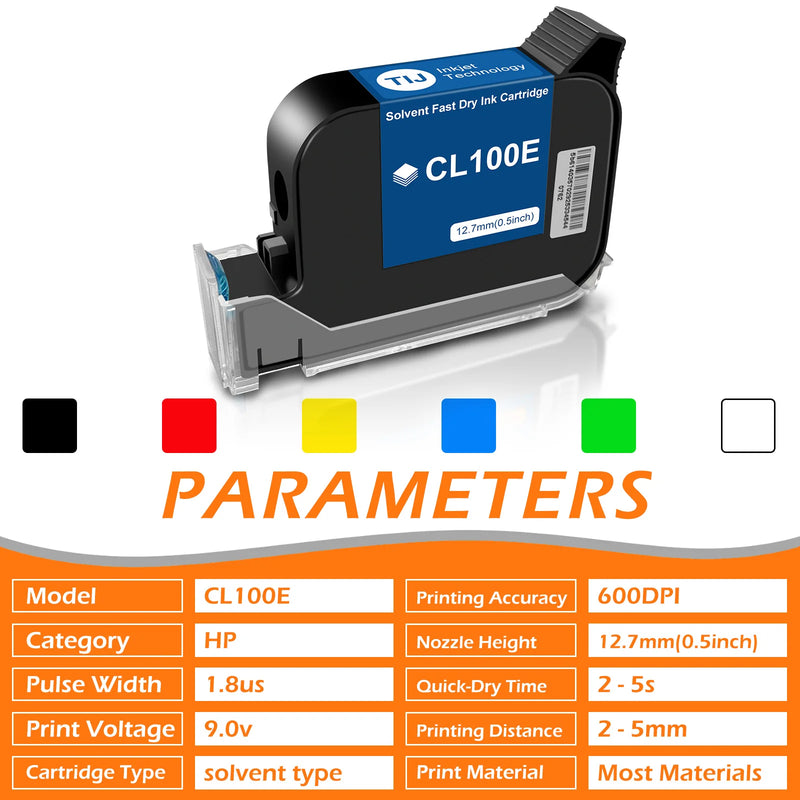 Cenliro CL100E 12.7mm Quick Dry Solvent Ink Cartridge Waterproof High Adhesion for Handheld Mini Online Inkjet Printer 1/2/5pcs