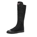 Boots Women Sneakers Canvas Casual High Top Shoes Long Boot Lace-Up Zipper Comfortable Flat Boot Sneakers Tenis Feminino