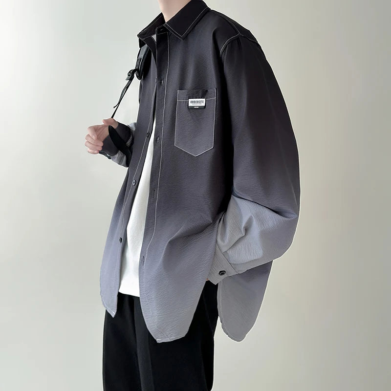 Men's shirt Gradient Plicated Long Sleeve Loose Korean | SAMAG