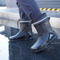 Outdoor work British style anti slip warm autumn and winter waterproof drawstring tied men's rain boots
